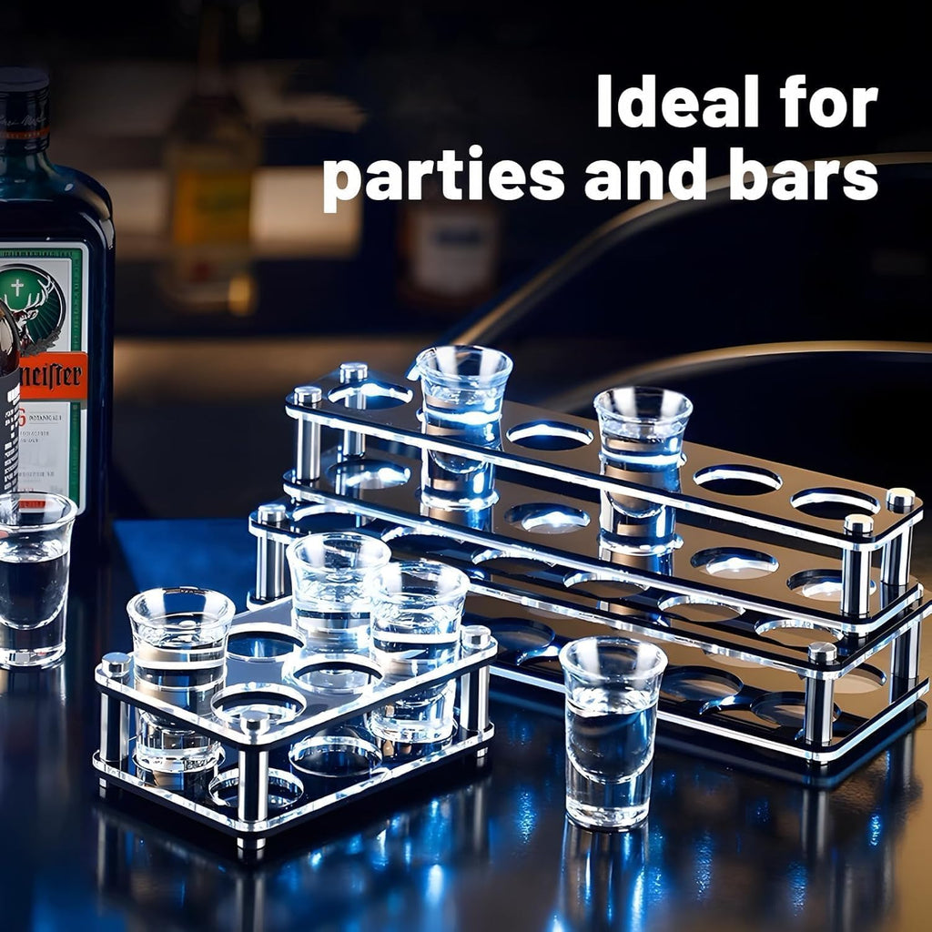 SUN GKOTTA 72-Pack 1 OZ Glass Shot Glasses set with 10 Pourers - Heavy Base shot Glasses bulk for Bar, Party, and Gifts