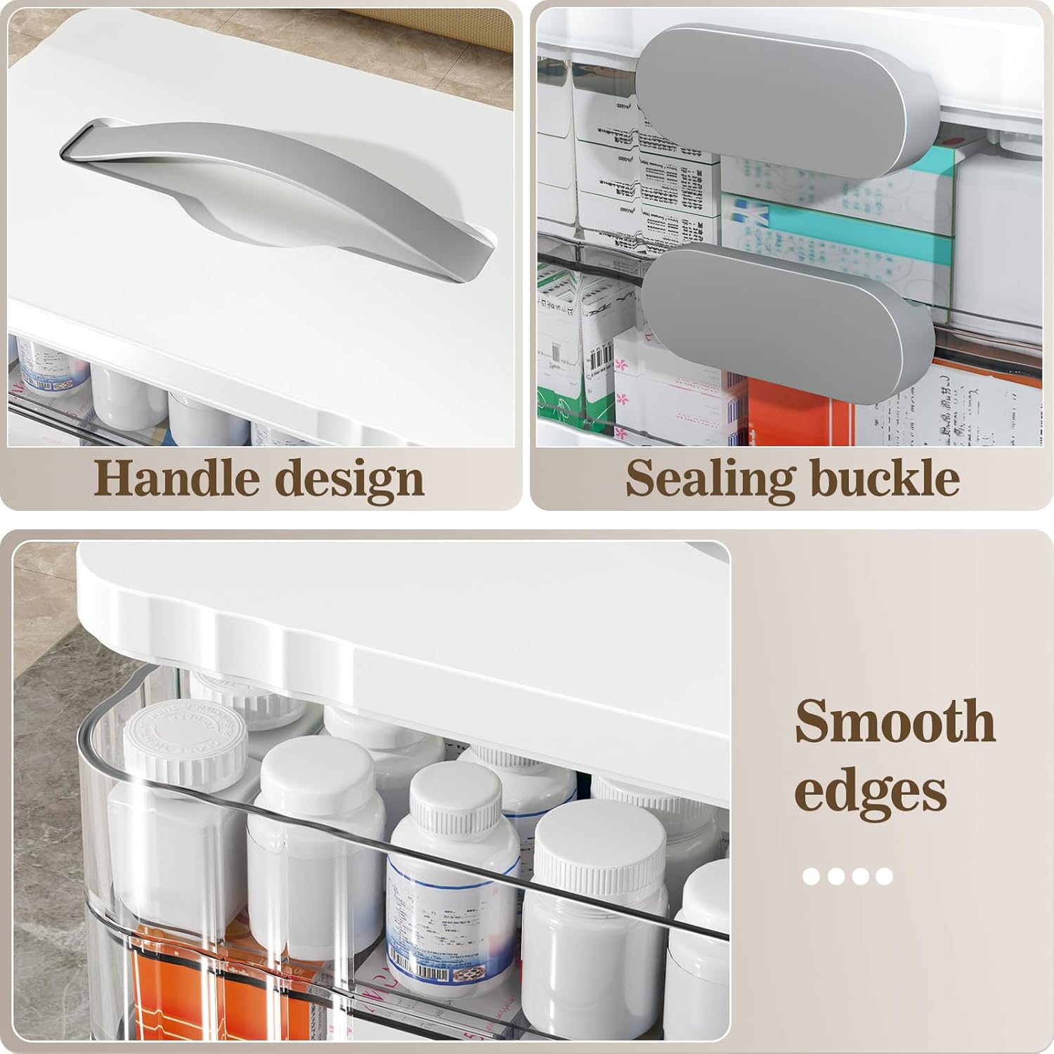 ARSTPEOE Medicine Organizer - Portable 4-Tier Medical Cabinet with Handle | Versatile First Aid Kit