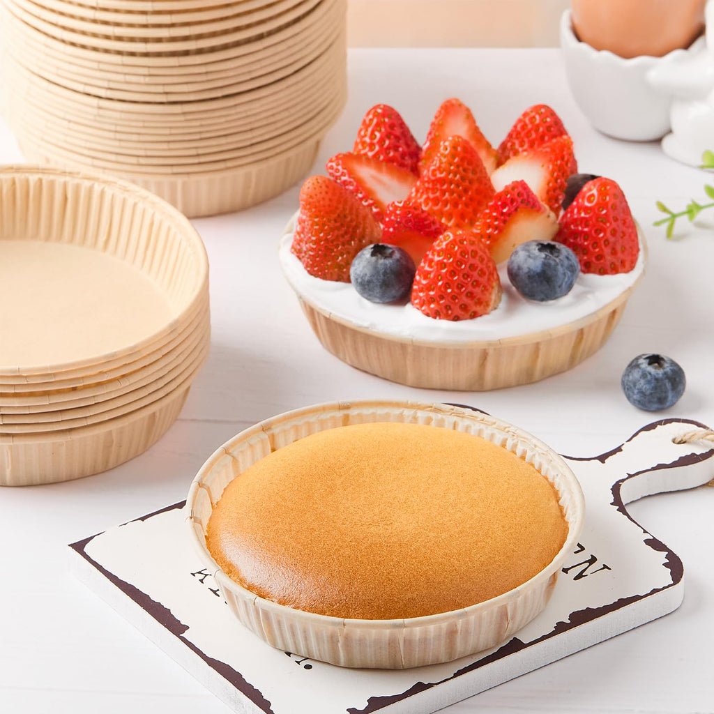 ZORRITA 50 Pcs Mini Tart Pans for Baking, 4 Inch Disposable Paper Pie Pans for Individual Small Pies, Tarts, Quiche, Cakes, Breakfast Sandwiches, Desserts, Cinnamon Rolls