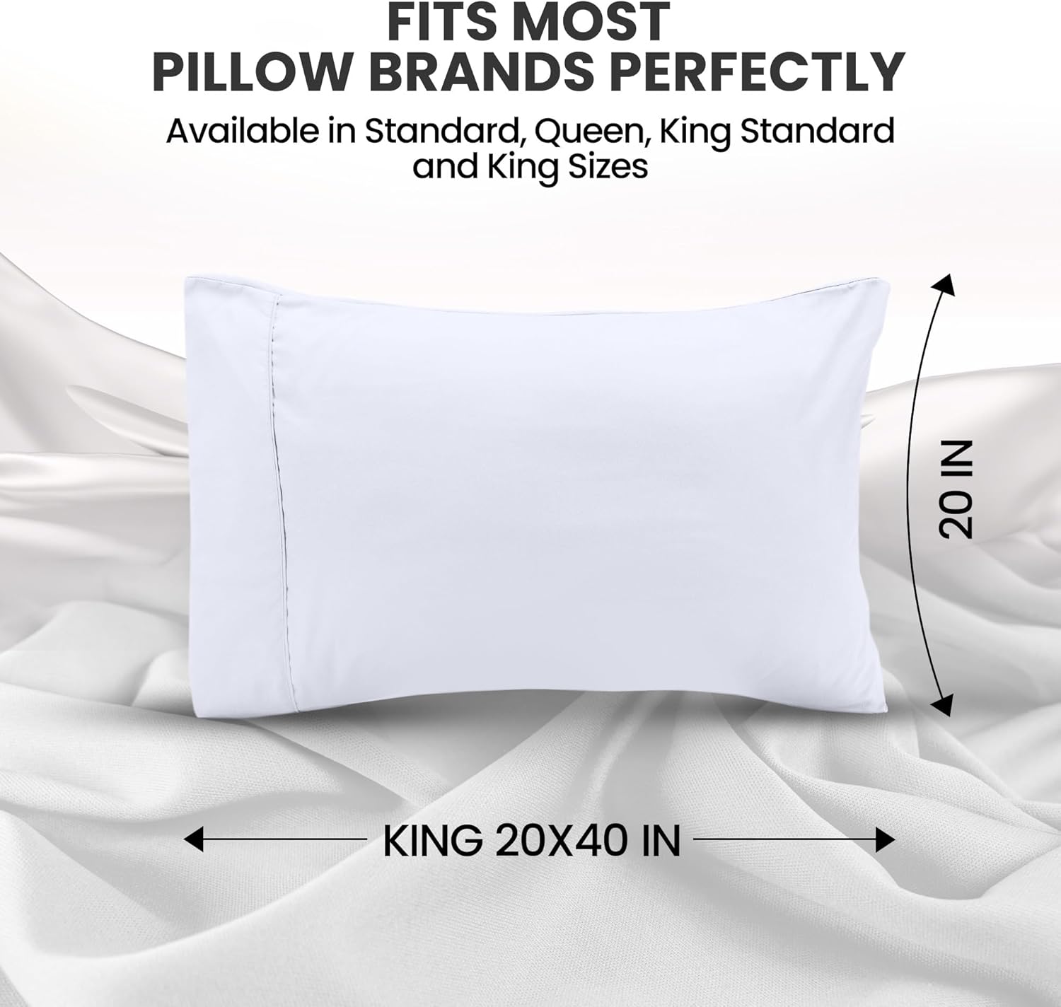 Utopia Bedding King Pillow Cases - Soft Brushed Microfiber - 2 Pack | Fade Resistant 20 x 40 Inches (White)