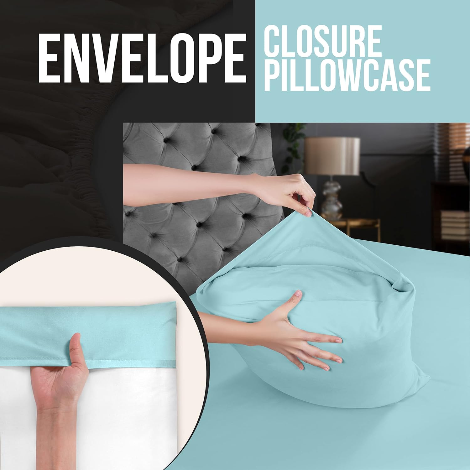 Utopia Bedding King Pillow Cases - 4 Pack - Soft Brushed Microfiber - Fade Resistant | King Size 20 x 40 Inches (Spa Blue)