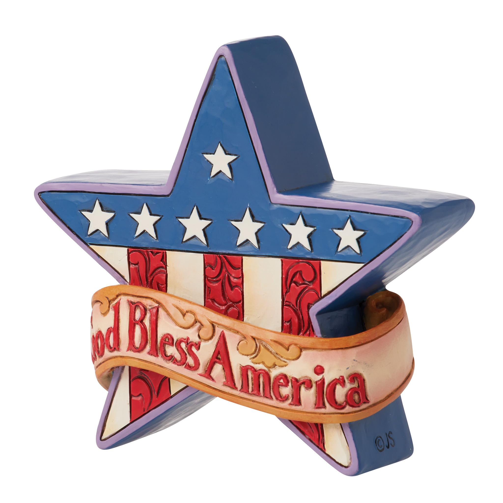 Enesco Jim Shore Heartwood Creek Patriotic Star America Miniature Figurine - Stone Resin Hand Painted Crafted Collectible Decorative USA Mini Figurines Home Decor Statue, 3.6 Inch