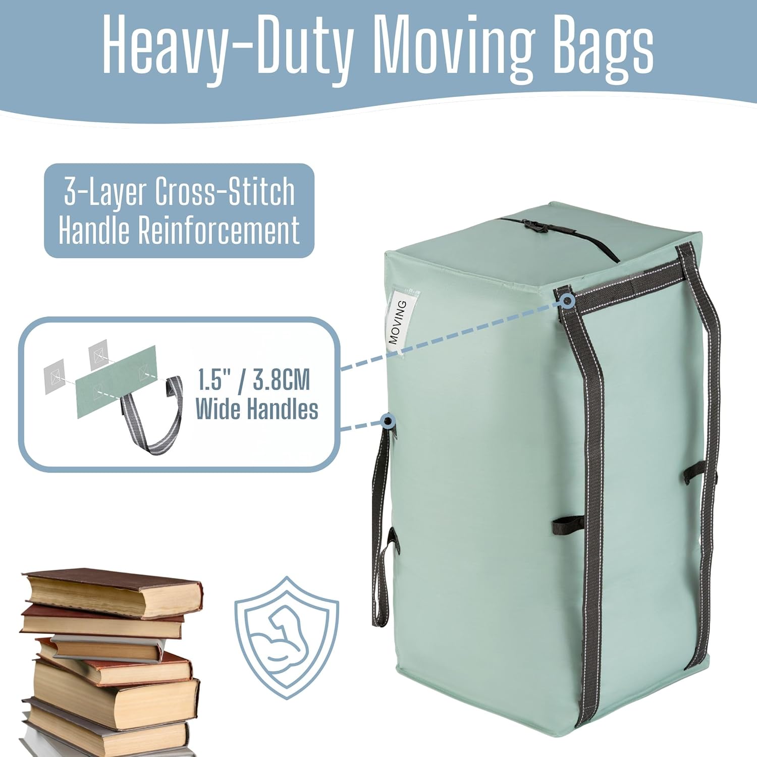 VENO Heavy Duty Moving Bags - 8 Pack with Backpack Straps & Zippers | Extra Large Packing Solution for College Dorms
