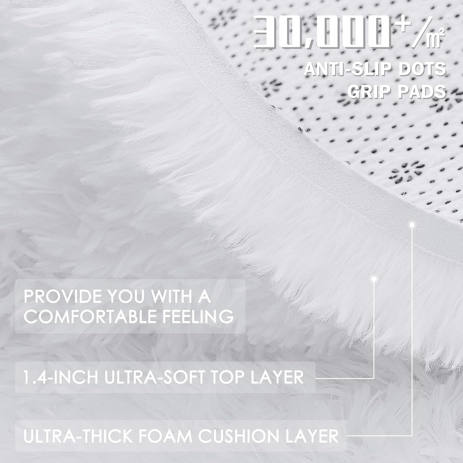 OLANLY Area Rugs - Soft Fluffy Shaggy Indoor Carpet for Living Room & Bedroom | 5x6 ft, White