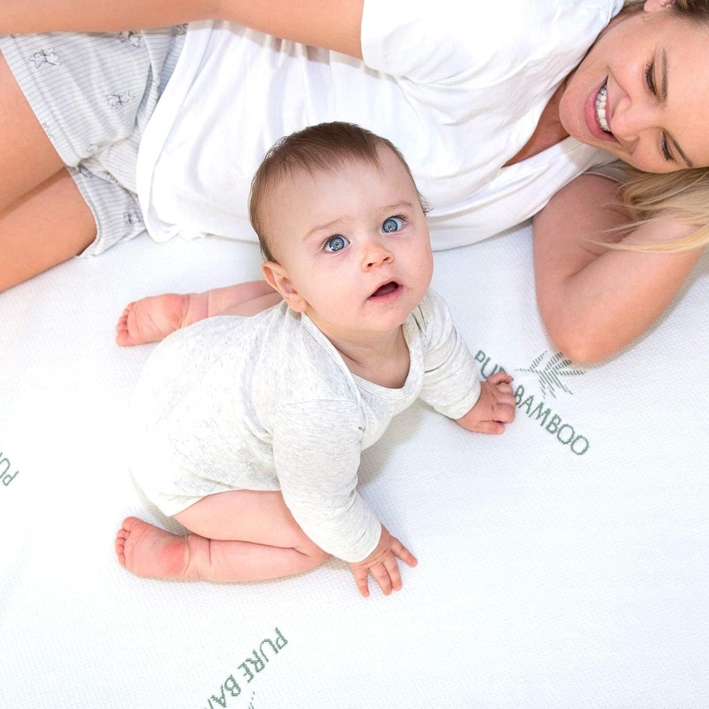 PURE BAMBOO Queen Mattress Protector - Waterproof & Breathable Viscose Cover, Noiseless & Stain-Resistant