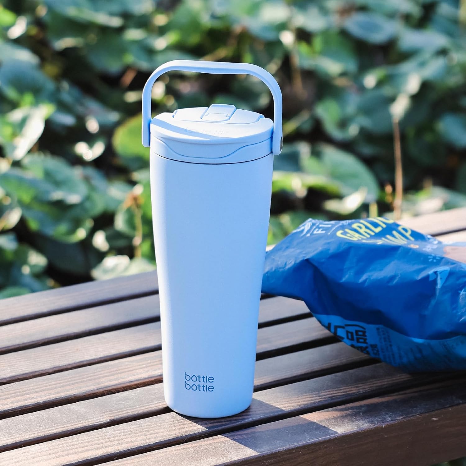 BOTTLE BOTTLE Insulated 30oz Tumbler - Leak-Proof Stainless Steel with Handle & Straw Lid | BPA-Free for Hot & Cold Drinks (Blue)