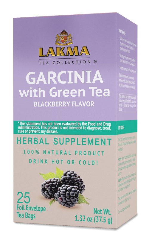 HYLEYS Lakma Garcinia Cambogia Green Tea with BlackBerry - 25 Tea Bags - (12 Pack - 300 Tea Bags Total)