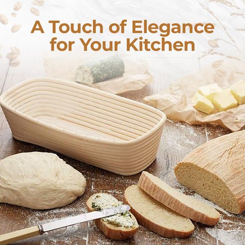 Banneton Bread Proofing Basket 9" Oval | Sourdough Proofing Basket with Linen Liner | Oval Banneton Bread Basket for Sourdough Baking Supplies | Non-Stick Bread Proofing Bowl for Perfect Loaves