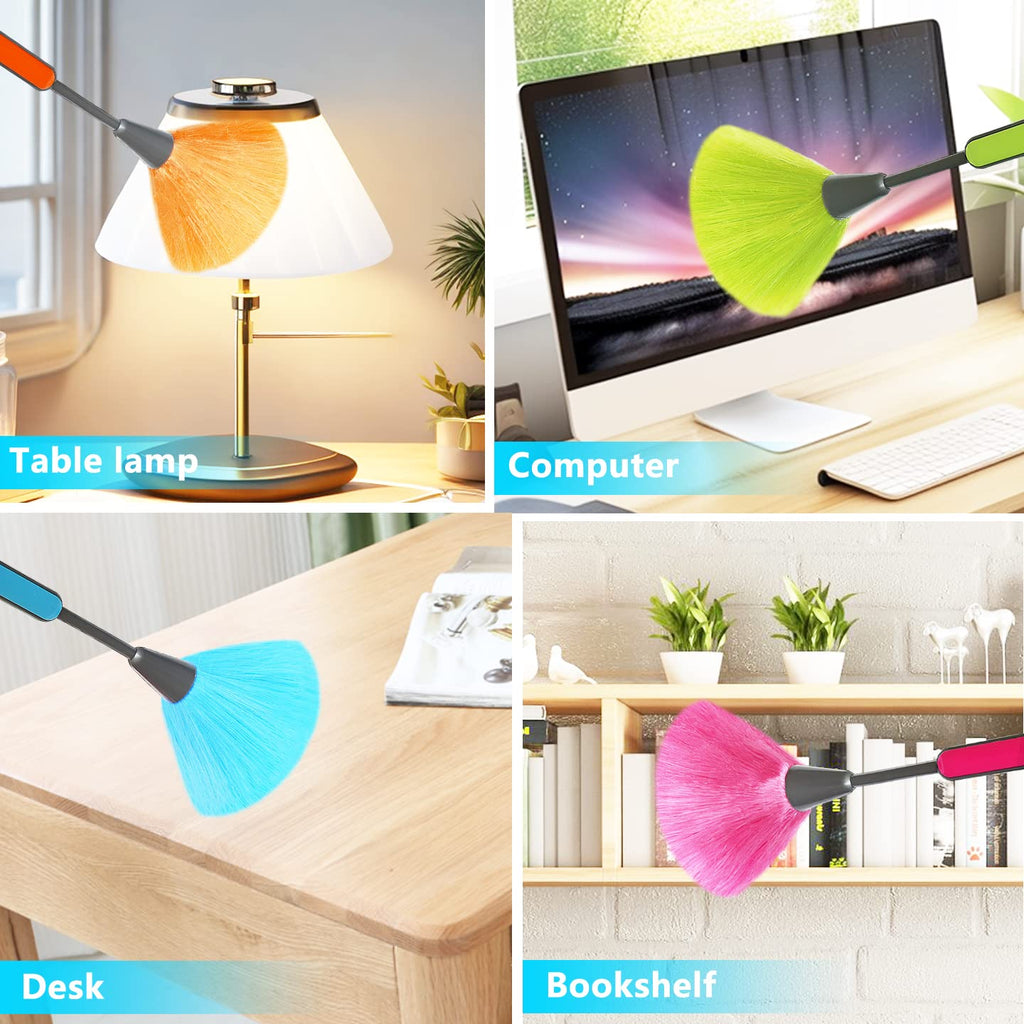 4 Pack 10" Small Microfiber Duster, Delicate Fluffy Microfiber Feather Duster, Suitable for Light Daily Household Dusting, Perfect for Cleaning Desk, Computer Screen, TV Screen, Books, Photo Frames