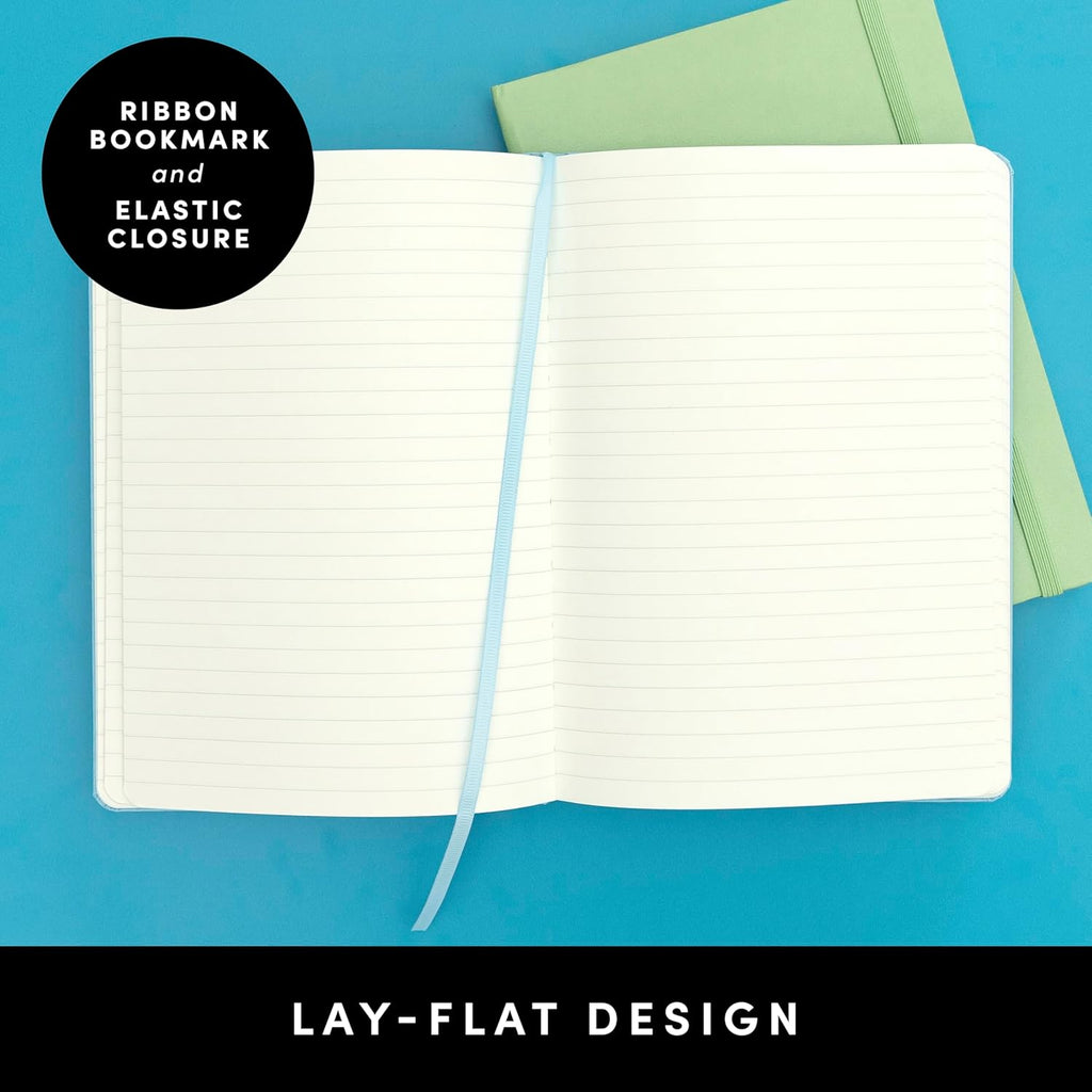 Paperage Lined Journal Notebook - Medium Black Hardcover, 160 Pages, 100 GSM Thick Paper for Work & School