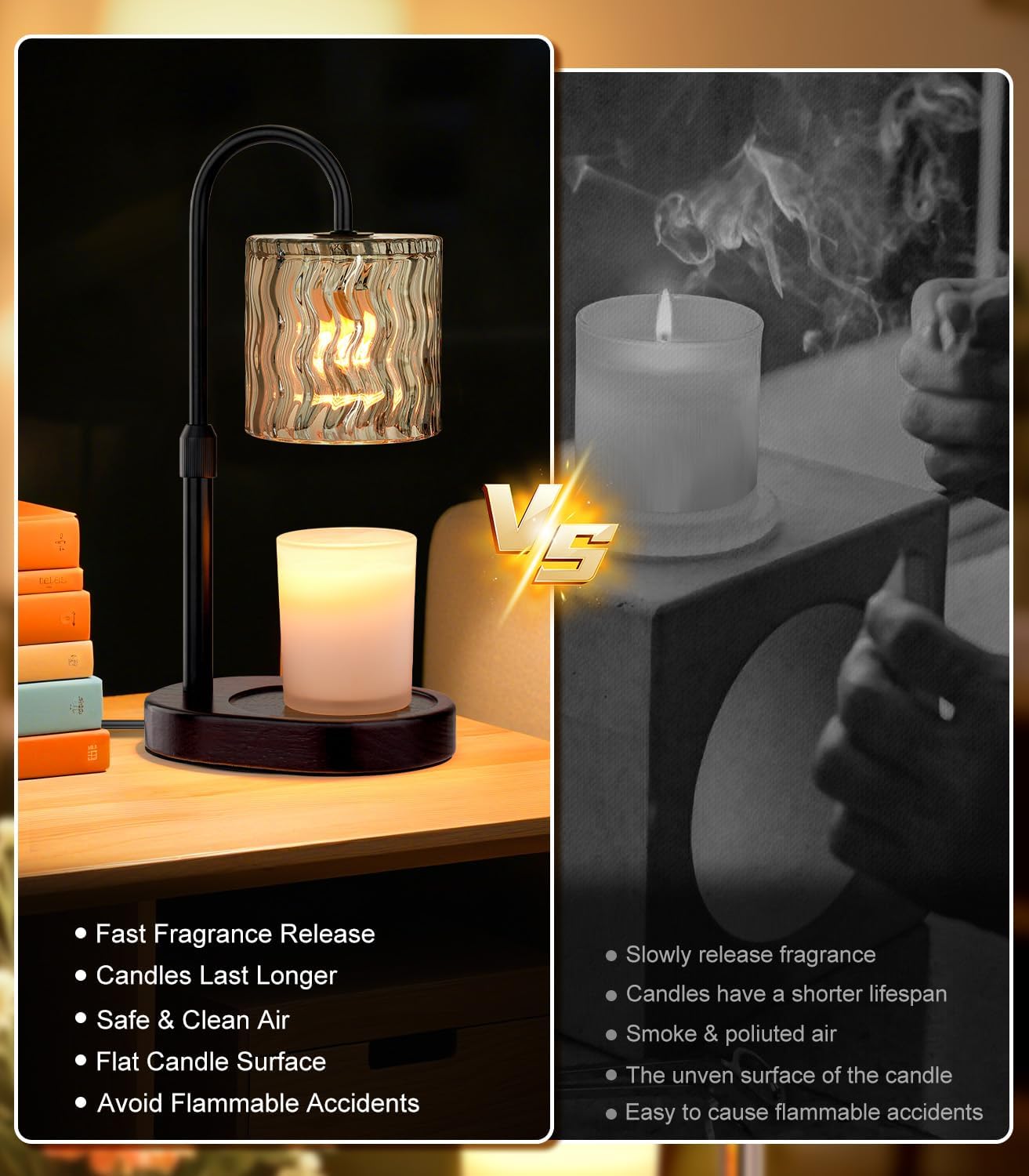 Skiennix Candle Warmer Lamp - Electric Timer & Dimmable Height Adjustable Burner | Scented Wax Melts Home Decor