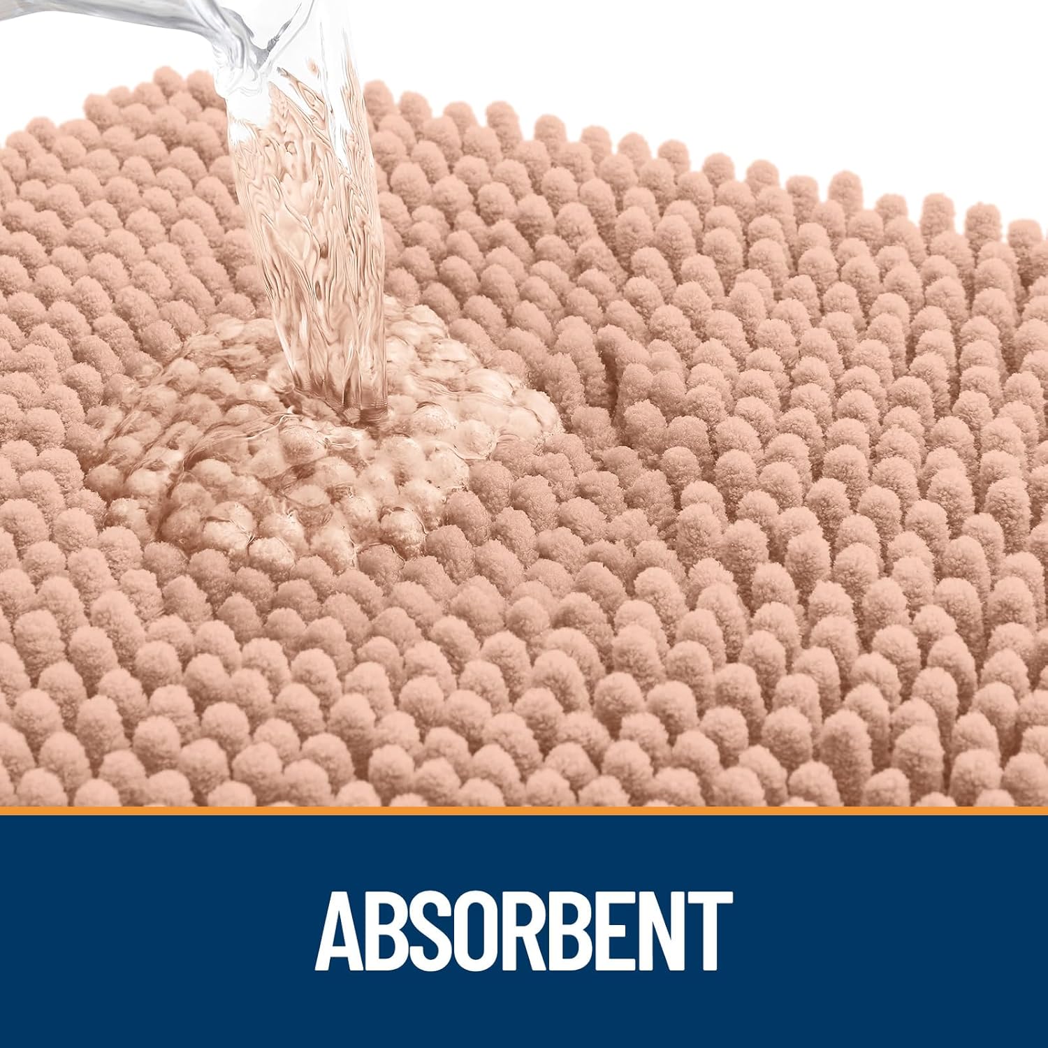 OLANLY Dog Door Mat - Absorbent Non-Slip Chenille Mat for Muddy Paws | 32x20, Quick Dry, Peach