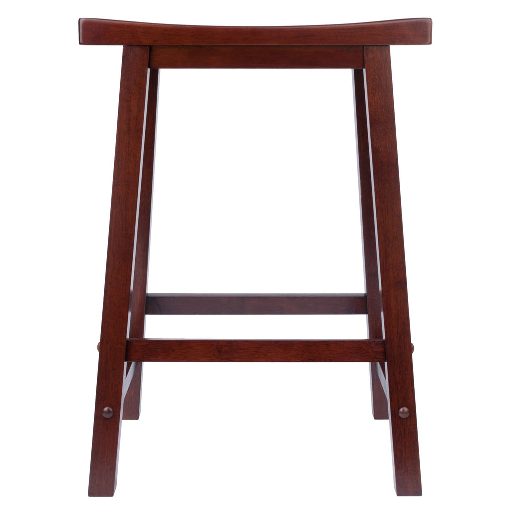 Winsome Satori Saddle Seat Counter Stool, 24" in Walnut, Classic Backless Bar Chairs for Kitchen & Dining Room Seating, Timeless Essential Furniture for Home, Dorm, Apartments