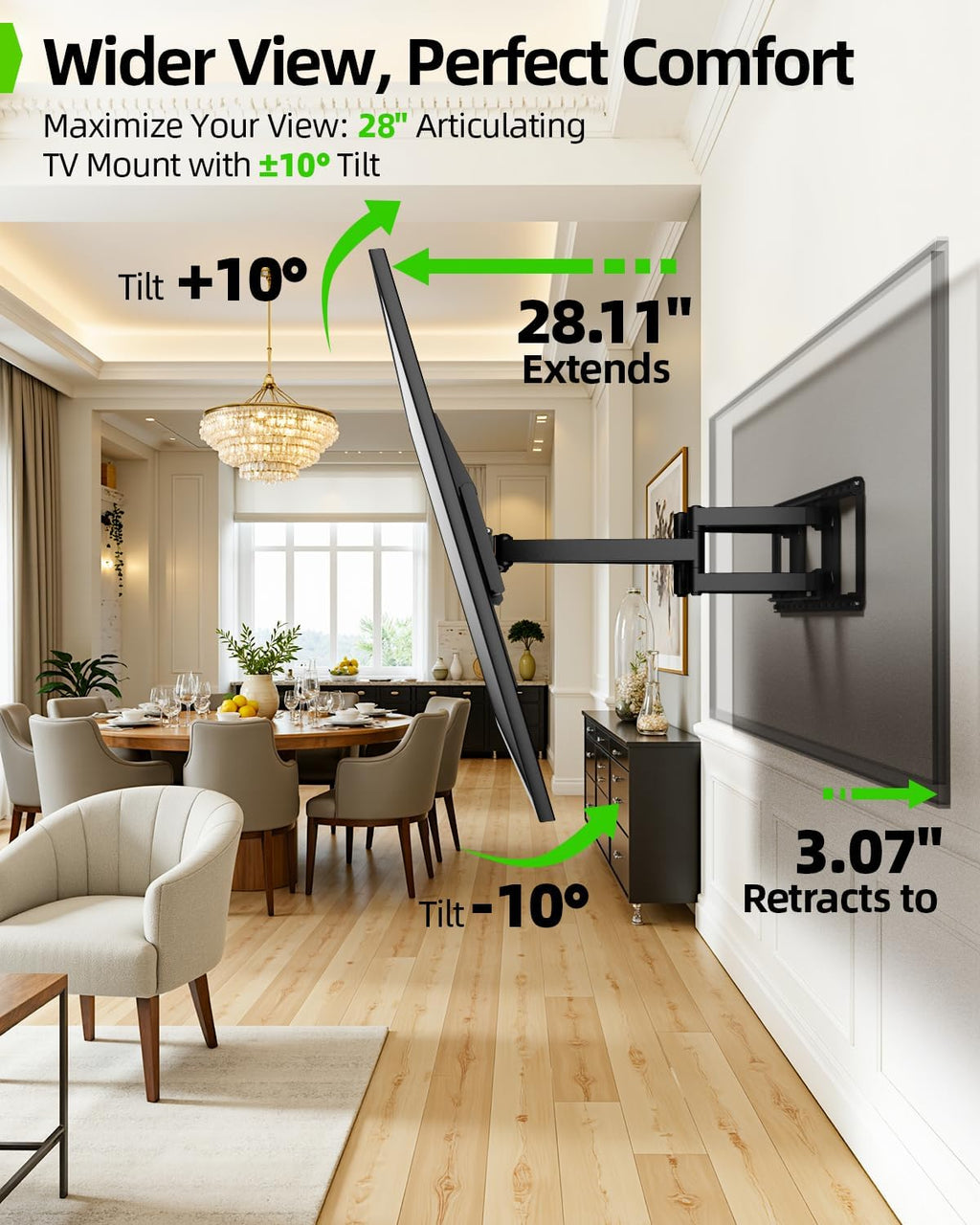 USX MOUNT Heavy Duty Full Motion TV Wall Mount - Supports 60-120 Inch TVs Up to 220lbs | 28" Extension, Max VESA 900x600mm