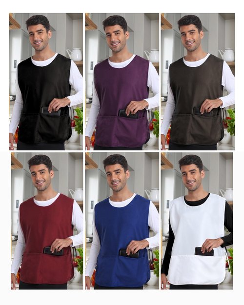 Argstar 7 Pack Unisex Waterproof Cobbler Apron with 3 Pockets for Women/Men, Black