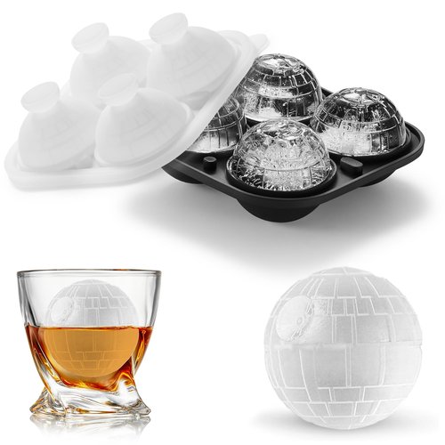 ACOOKEE Death Star Ice Cube Molds, Nerd Whiskey Gifts for Men Geeks, Fun Shapes Large Ball Ice Cube Mold for Cocktails, Bourbon