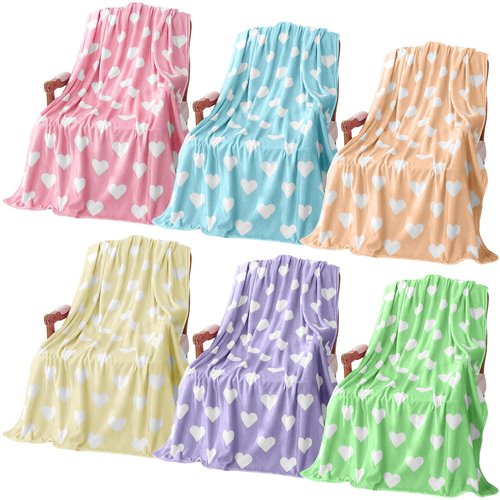 Tingjoo 6 Pack Easter Throw Blankets 50 x 60 Pastel Love Heart Soft Fuzzy Plush Cozy Flannel Blankets for Mother Day Wife Women Self Gifts Couch Sofa Bedroom Living Room Decor