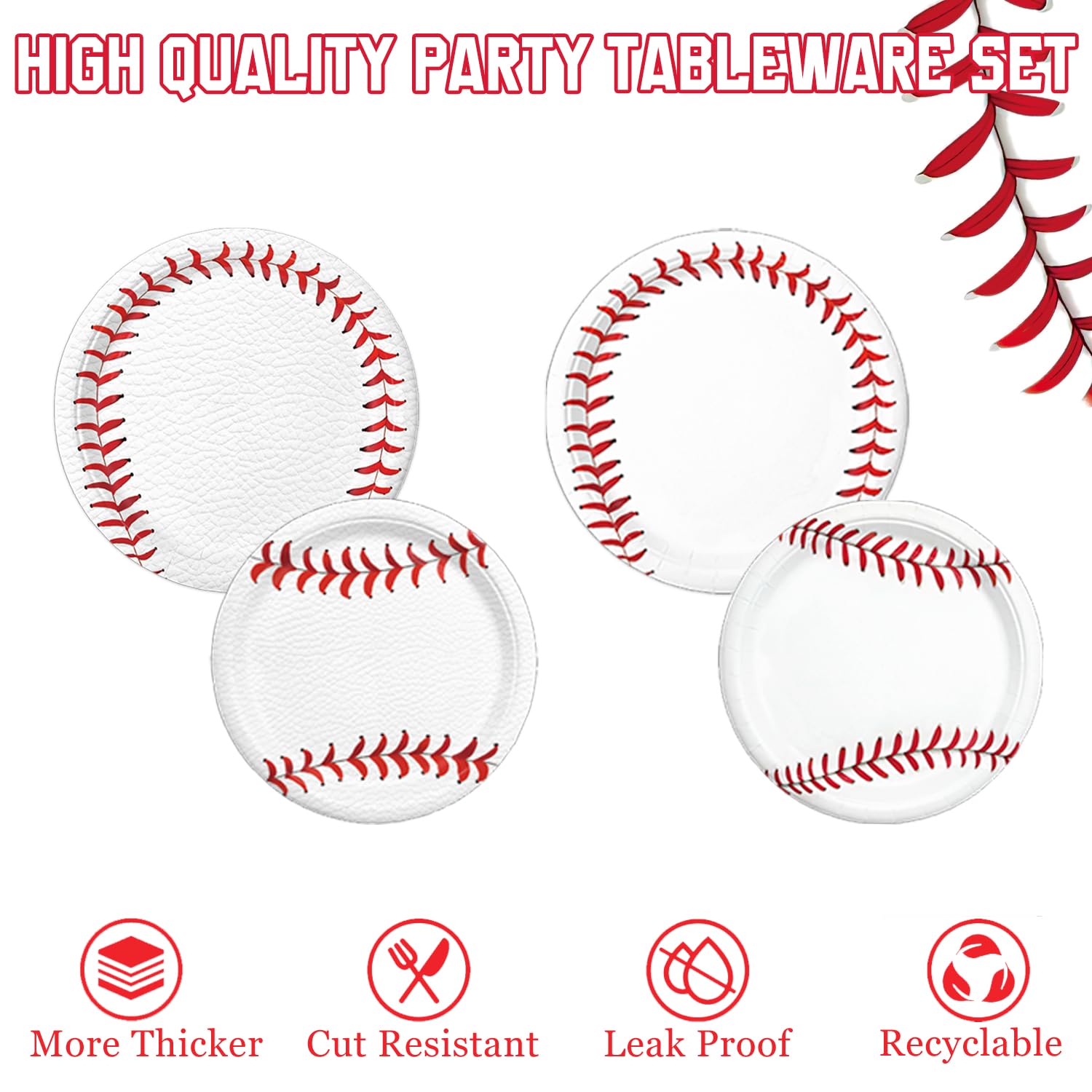 Oigco 140 PCS Baseball Birthday Decorations, Baseball Party Supplies Includes Plates, Napkins, Cups, Cutlery for Baseball Party Decorations, Serve 20
