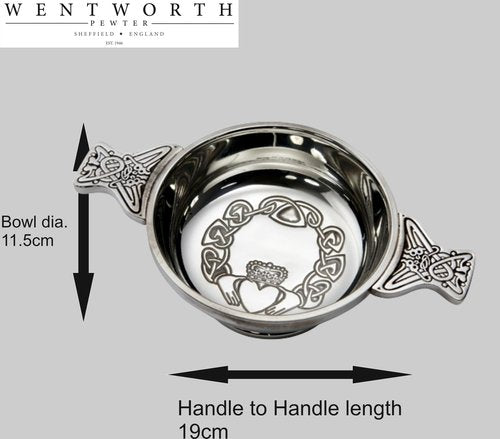 Wentworth Pewter - Large Claddagh Pewter Quaich (Claddagh Quaich)