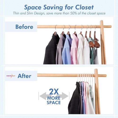 HOUSE DAY White Plastic Hangers - Space-Saving Non-Slip Coat Hangers | 16 Pack for Shirts, Coats, and Pants