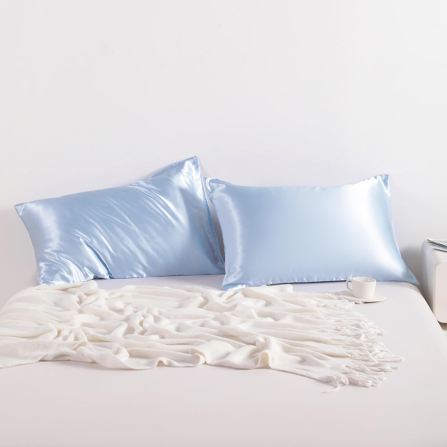 NTBAY Satin Pillowcases - Luxurious 2 Pack for Hair & Skin | Silky Envelope Closure, 20x26 Inches, Aqua