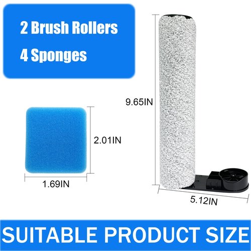 Replacement Parts Kit for EUREKA NEW430BL / JONR ED12 & ED12 LITE Vacuum | 2 Brush Rollers + 4 Washable Foam Filters