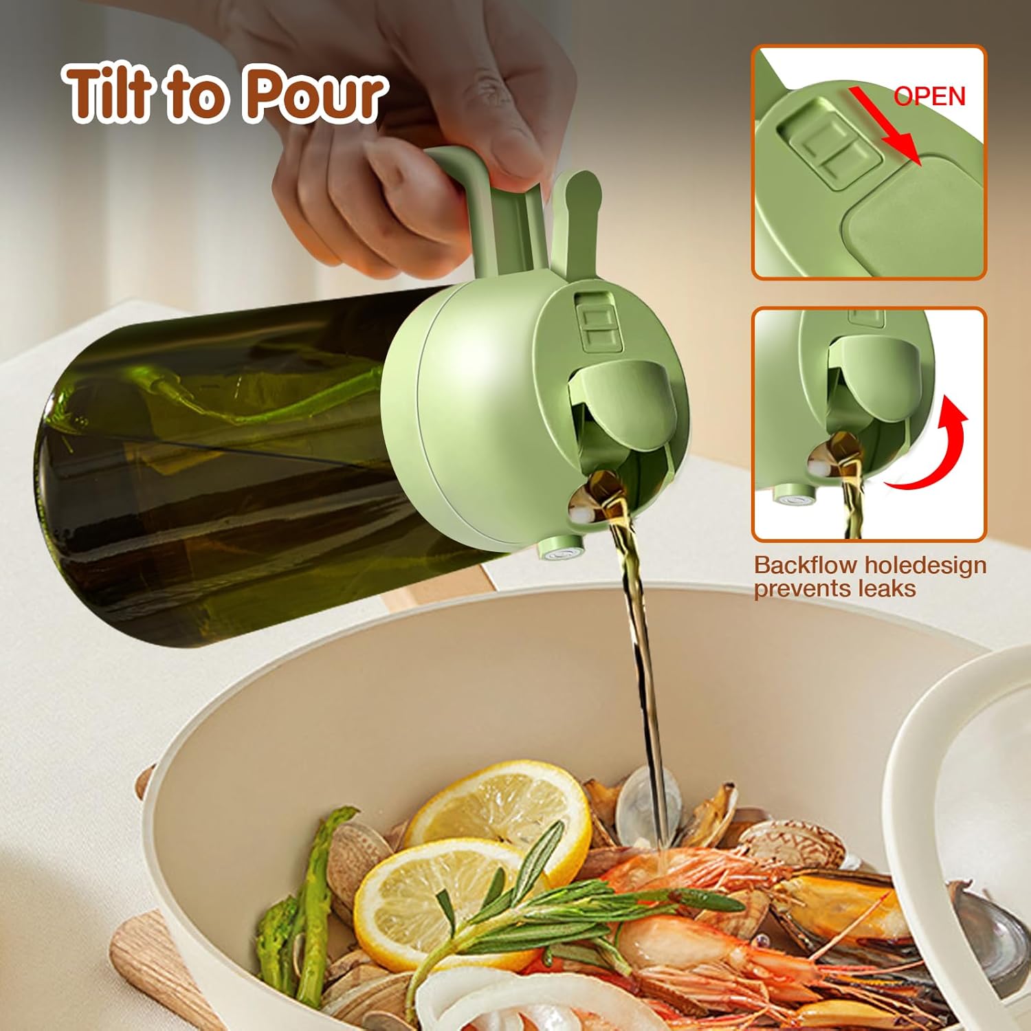 YARRAMATE 2PCS 16oz Oil Sprayer - Food-Grade Olive Oil Dispenser | Premium Dark Green Glass for Kitchen & BBQ