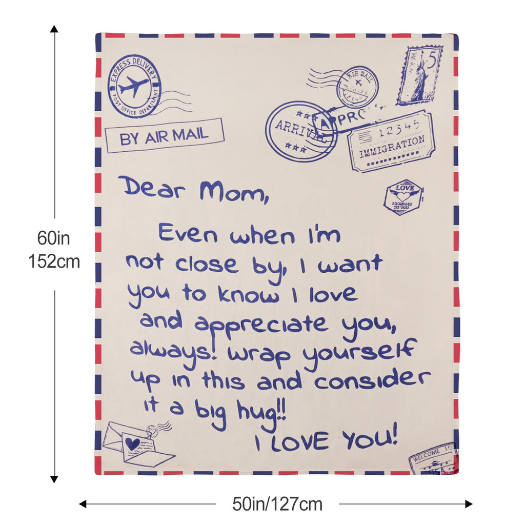 60 x 50 Inches Flannel Blanket for Mom Ultra-Soft Cozy Throw with Heartfelt Message Mother’s Day Birthday from Daughter or Son, Warm Decorative Sofa Blanket