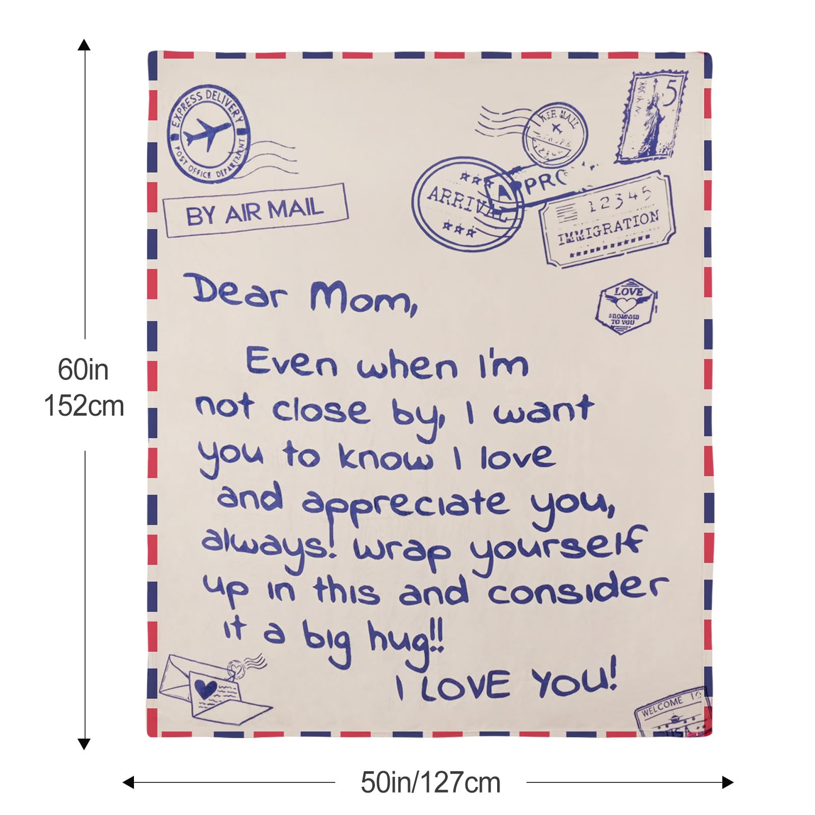 60 x 50 Inches Flannel Blanket for Mom Ultra-Soft Cozy Throw with Heartfelt Message Mother’s Day Birthday from Daughter or Son, Warm Decorative Sofa Blanket