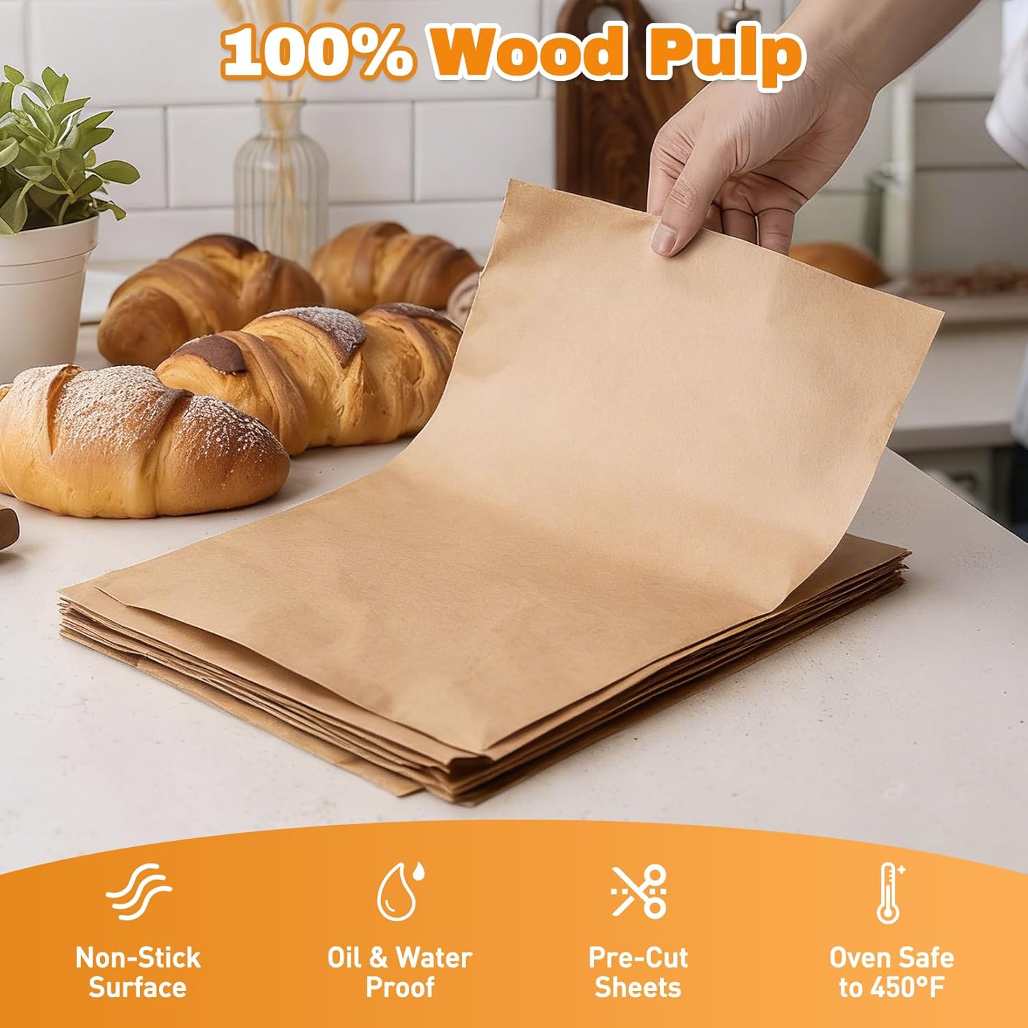 Unbleached Parchment Paper Sheets by [Brand Name] - 200 PCS Non-Stick Baking Sheets | 9x13 Inches