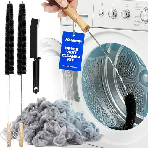 Holikme Dryer Vent Cleaner Kit - 3-Piece Lint Brush Set for Effective Home Cleaning | Stainless Steel