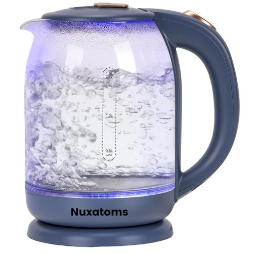 Nuxatoms Household Electric Kettle, All 304 Stainless steel and No Plastic Contact, Automatic Shut-off,Borosilicate glass Visual Boiling, 2.0L Water Boiler & Tea Kettle Perfect For Tea & Coffee