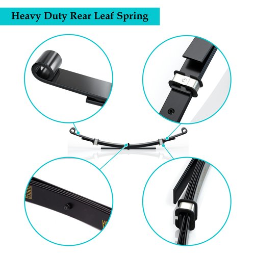10L0L Golf Cart Heavy Duty 4-Leaf Rear Spring Kit for Club Car DS 1982-up Gas & Electric, with Bushings Sleeves U Bolt, Replace OEM 1014675 102006501 1011149 1012618 1012324 1010974