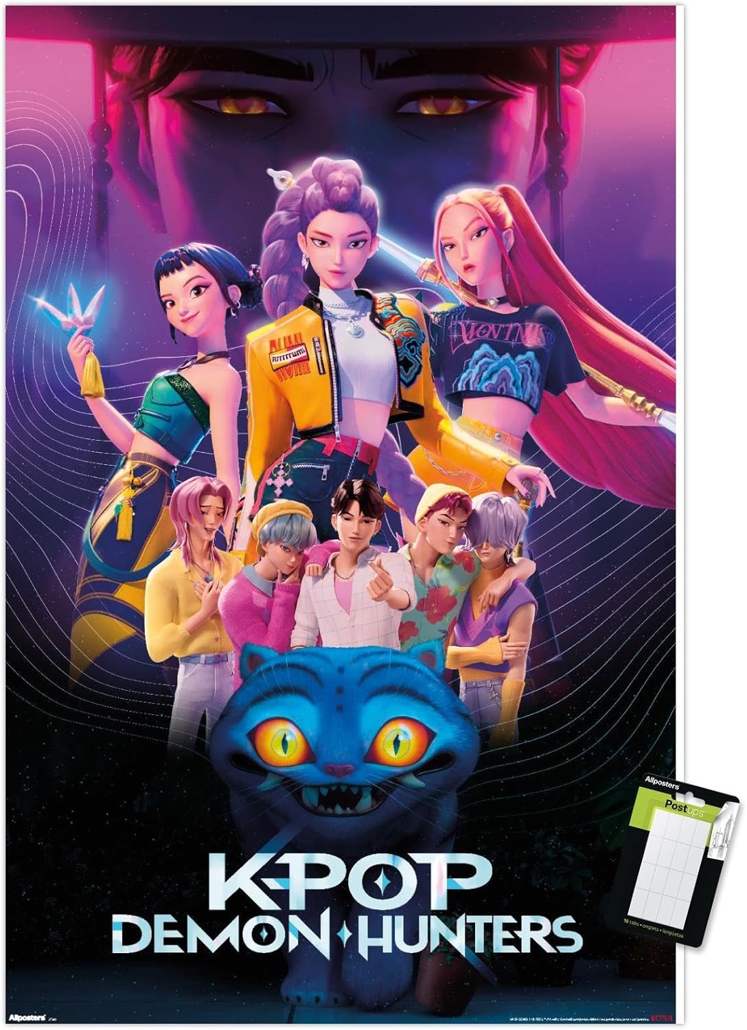 Netflix KPop Demon Hunters 2025 Wall Poster - Premium 34L x 22.4W Mount Bundle