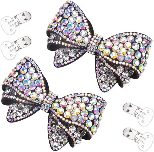 KOOBOOK Sparkly Rhinestone Bow Shoe Clips - Fashionable Shoe Decorations for a Dazzling Look (2 Pcs)