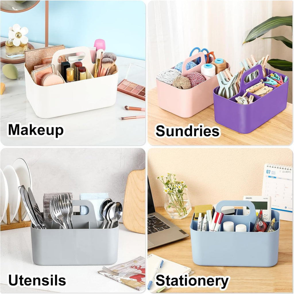 Multiuse Caddy Organizer by [Brand Name] - Portable Tote Bin for Art, Makeup & Office Supplies - Purple