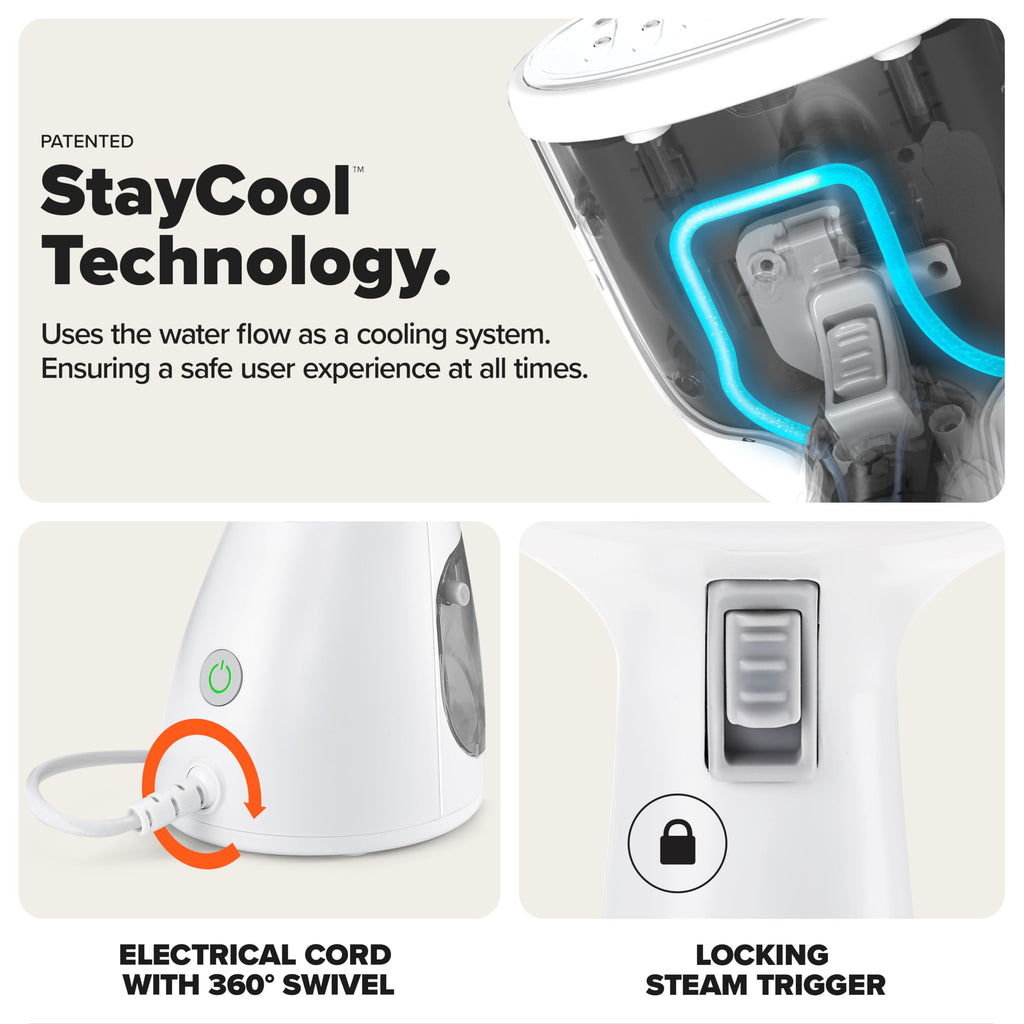 Dupray Voila 3-in-1 Clothes Steamer, Portable Handheld Garment Steamer, Heated Stainless Steel Plate, 30-Second Heat-Up, Portable Travel Steamer for Fabrics