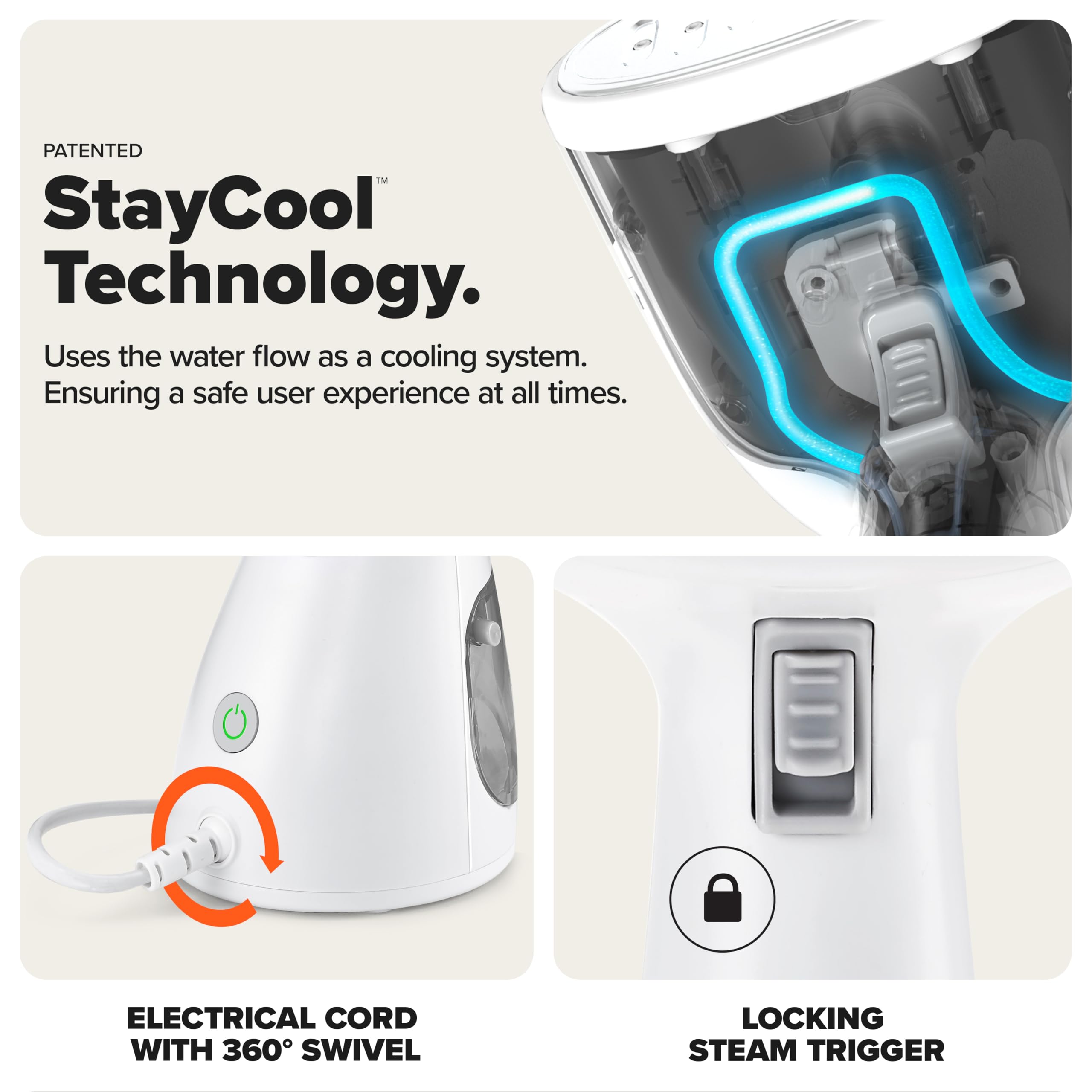 Dupray Voila 3-in-1 Clothes Steamer, Portable Handheld Garment Steamer, Heated Stainless Steel Plate, 30-Second Heat-Up, Portable Travel Steamer for Fabrics