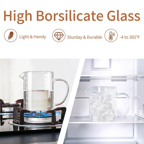 FrutPunch Glass Measuring Cup, Two-Pack (8OZ, 12OZ) with V-Shaped Mouth, Liquid Measuring Cups, Coffee Glass Measuring Cup with Handle, Suitable for Kitchen and Restaurant.