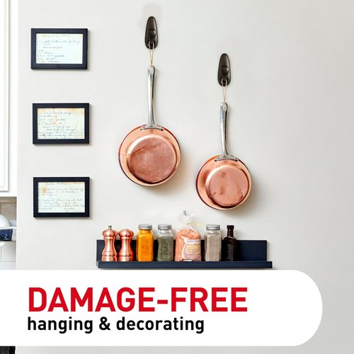 Command 5 lb Large Oil Rubbed Bronze Coat Hooks - Damage-Free Adhesive Strips for Home Decor | 2 Hooks Included