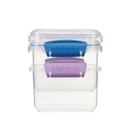 Sistema Klip It Food Storage Containers, 400 mL, Assorted Colours, 2 Pack