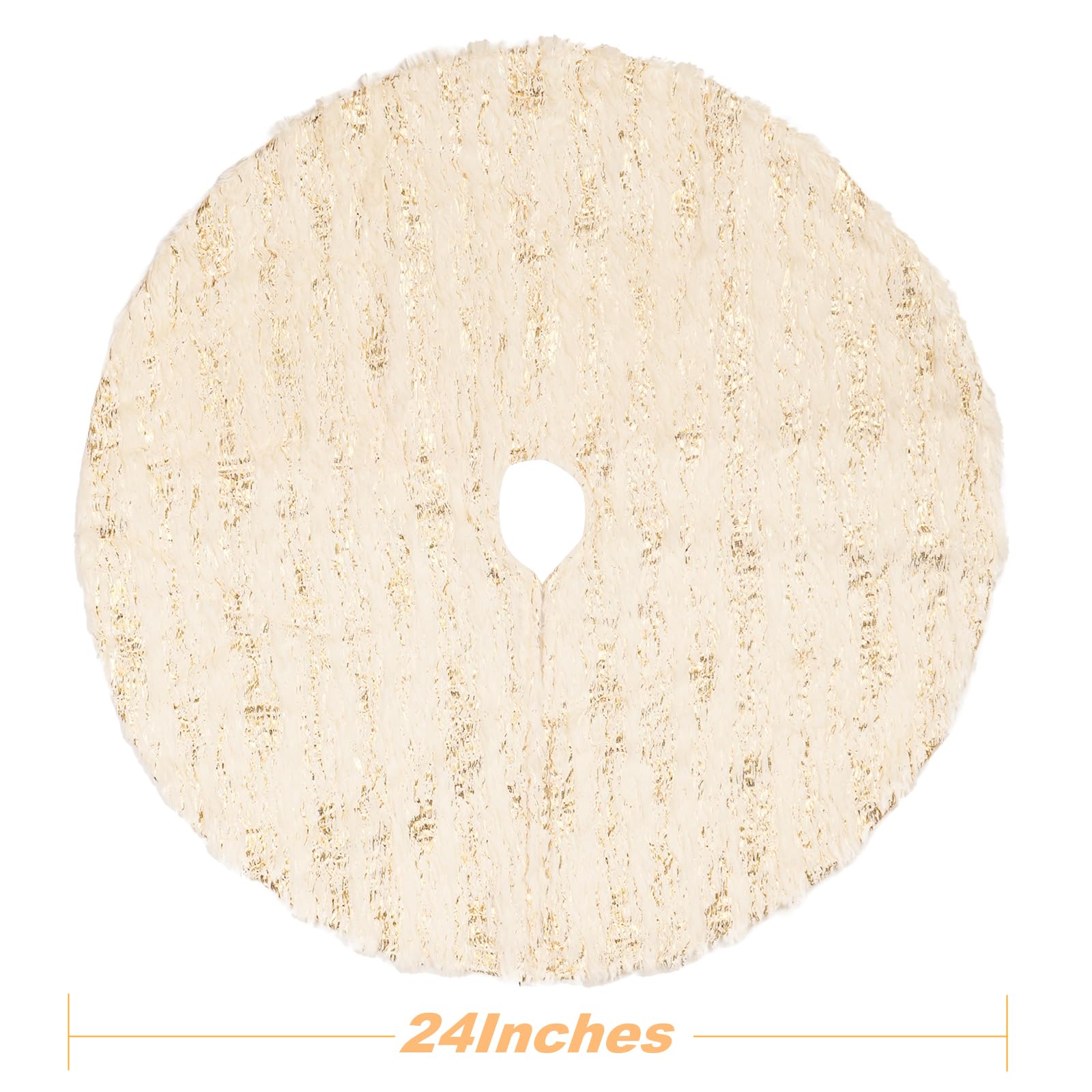 S-DEAL Golden Christmas Tree Skirt, 24 Inches Faux Fur Plush Small Tree Skirt for Holiday Home Decor Xmas