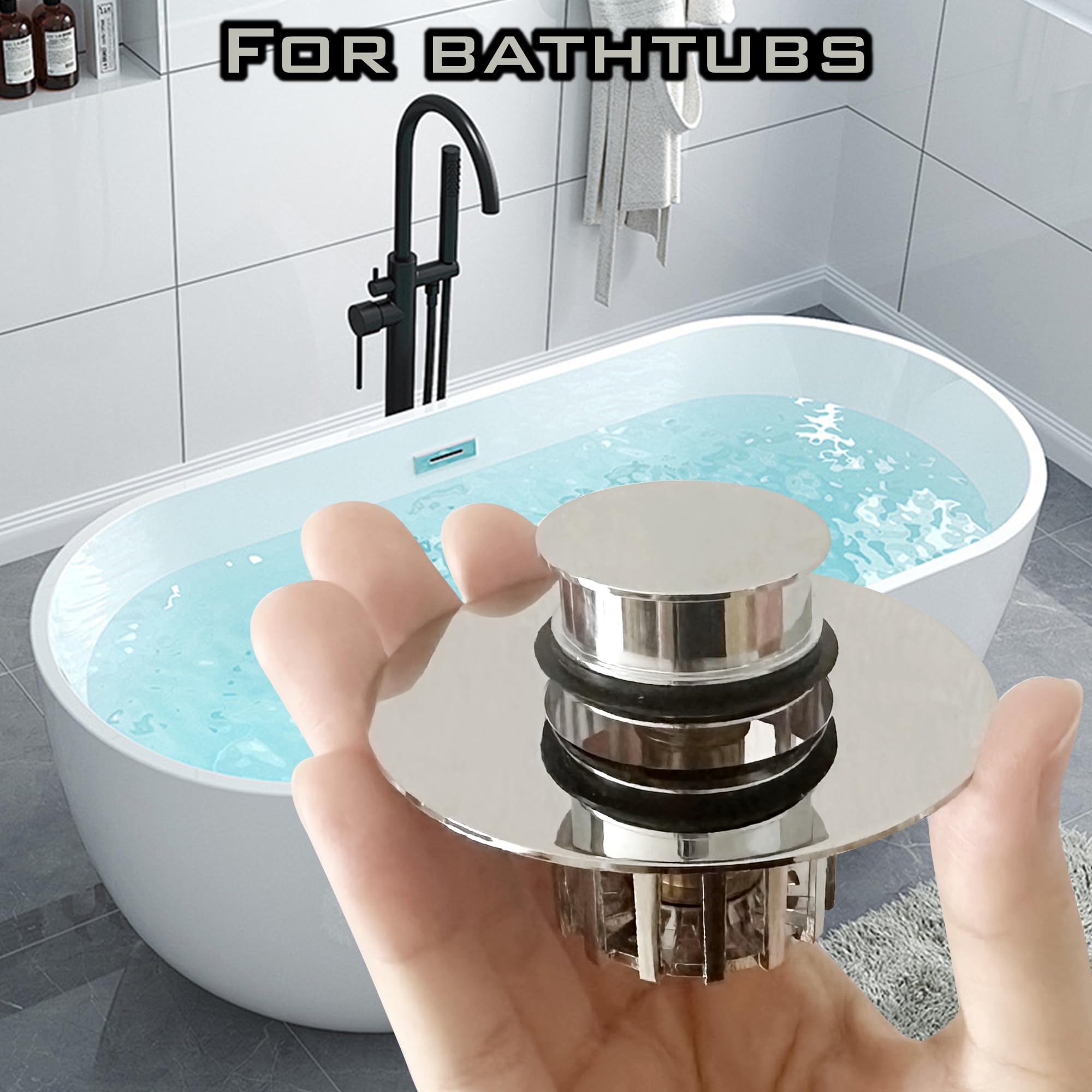 Pop-Up Drain Plug with Screen，Bathtub Plugs，Shower Drain Hair Catcher，Drain Protectors for 1-1/2 to 1-3/4 inch Bathtub Drain Holes