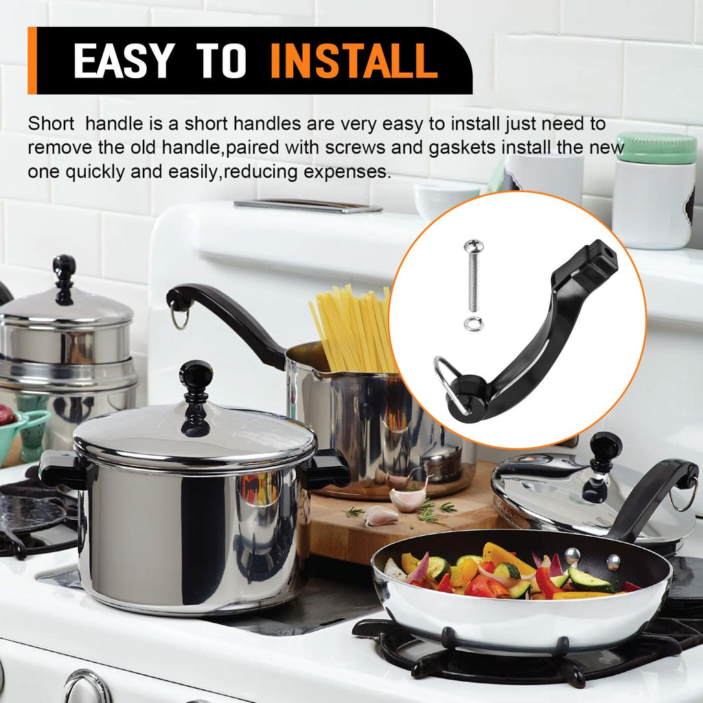 P08-031 Saucepan Handle Fits for Farberware 1, 1.5, 2, 2.5 QT Pot Short Saucepans Handle Frying Pan - Configuration Provides Comfortable Grip While Maintaining Proper Balance During Cookware Saucepan