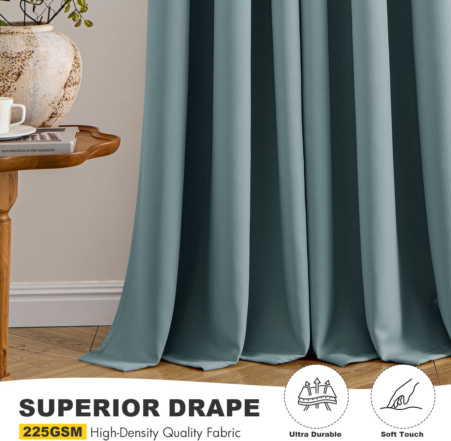 MIULEE Dusty Blue Blackout Curtains - Thermal Insulated Room Darkening Drapes | 40 x 54 Inches, 2 Panels