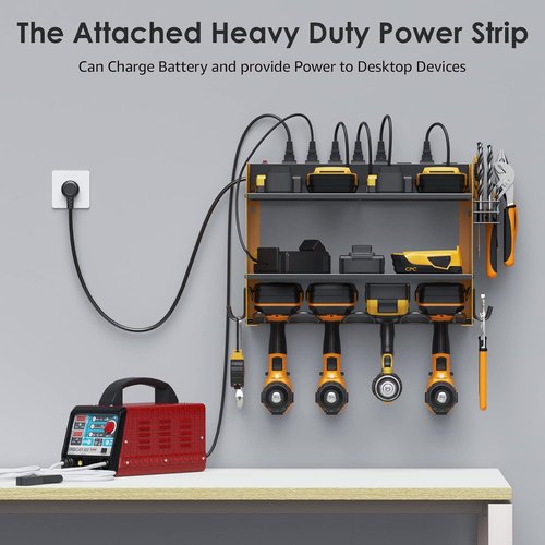 CCCEI Modular Power Tool Organizer - Wall Mount Charging Station & Heavy Duty Rack | Yellow, 2 Pack