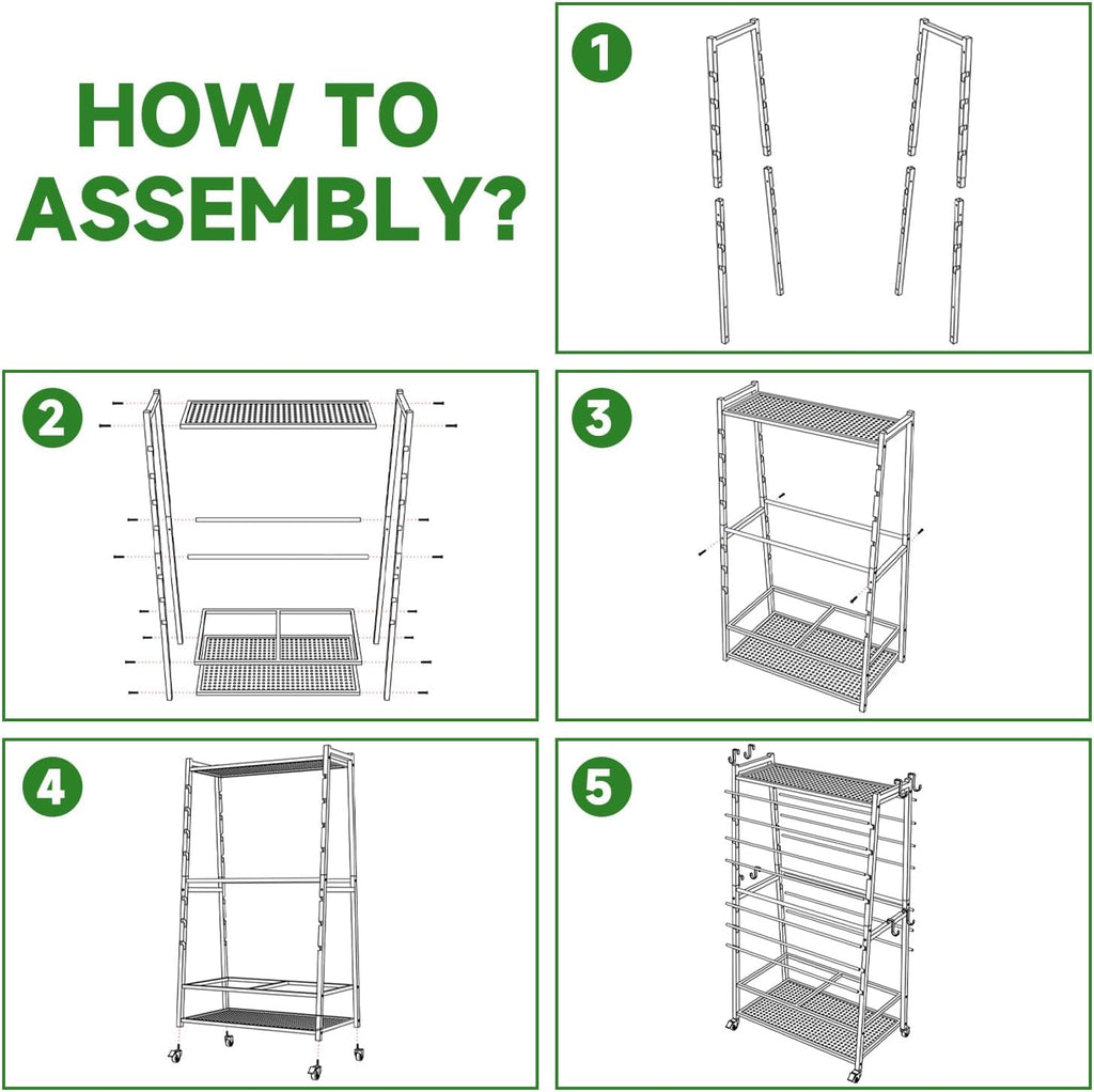 Skiennix Ribbon Organizer - Double-Sided Rolling Rack for Large Capacity Gift Wrap Storage