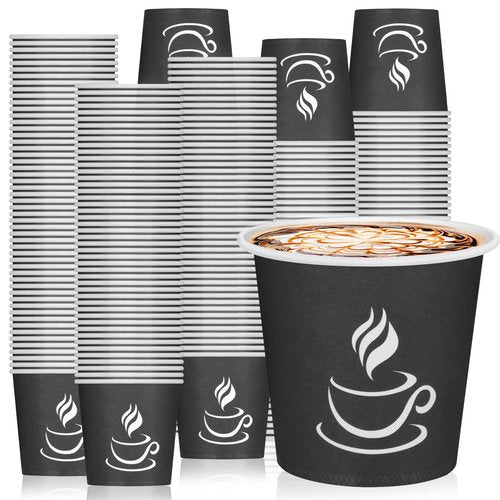 GGOLDMER 4 oz Paper Coffee Cups - 500 Pack Paper Espresso Cups, Disposable Coffee Cup, Small Paper Cup for Hot or Cold Beverage, Espresso, Capucino for Party, Picnic, Home, Office and Business (Black)