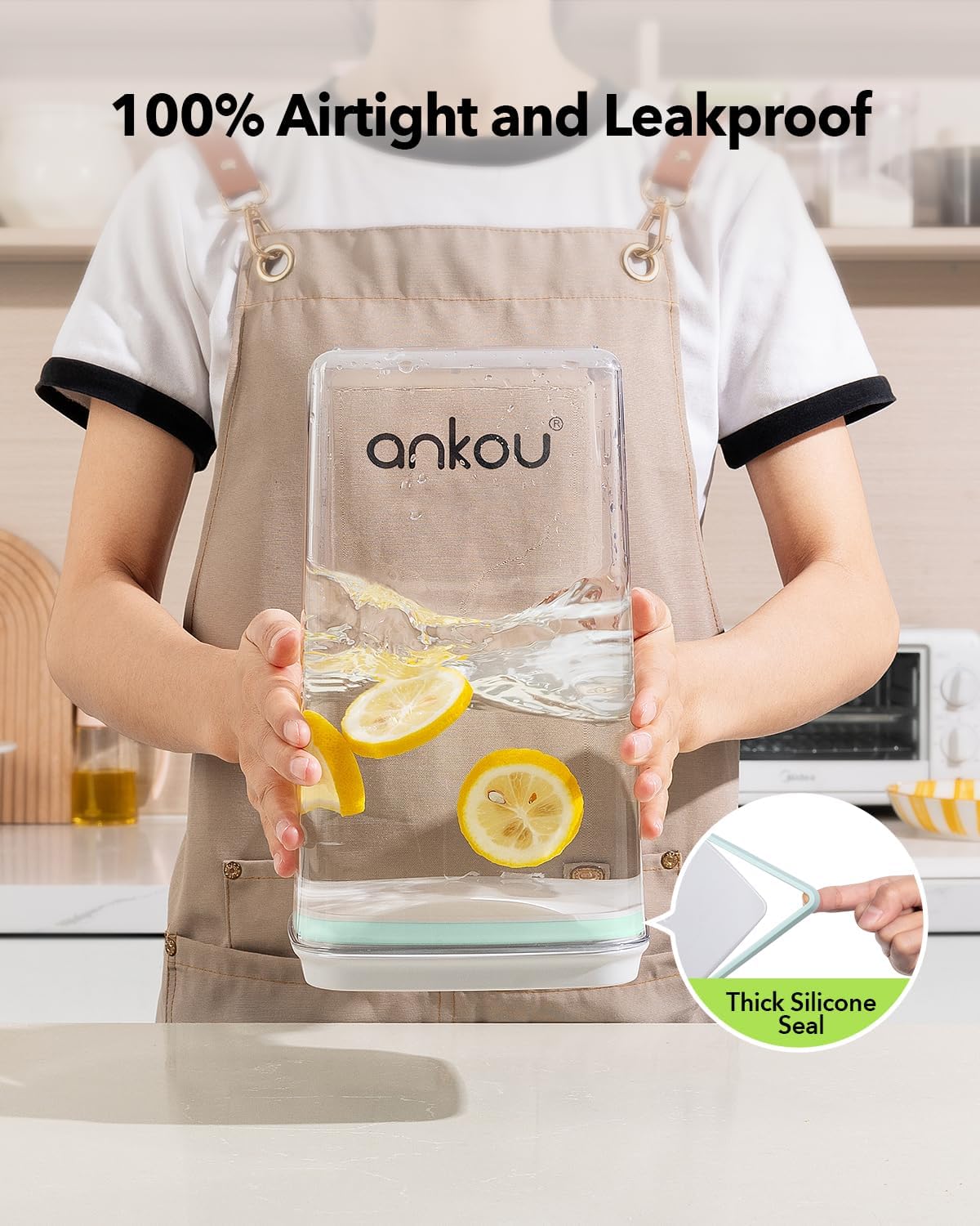 Ankou Airtight Food Storage Container - Pop Lid & 130ml Scoop | 4L BPA-Free Cereal, Rice, Flour, Pasta & Snack Organizer