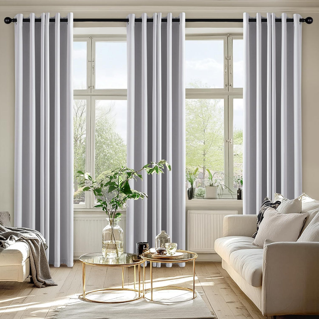 MIULEE Blackout Curtains - Thermal Insulated Room Darkening Drapes | 84 Inch, Greyish White, 2 Panels